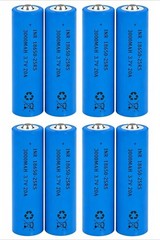 8 Pack 3.7V 3000mAh Pointed-Tip Rechargeable Batteries for Flashligh