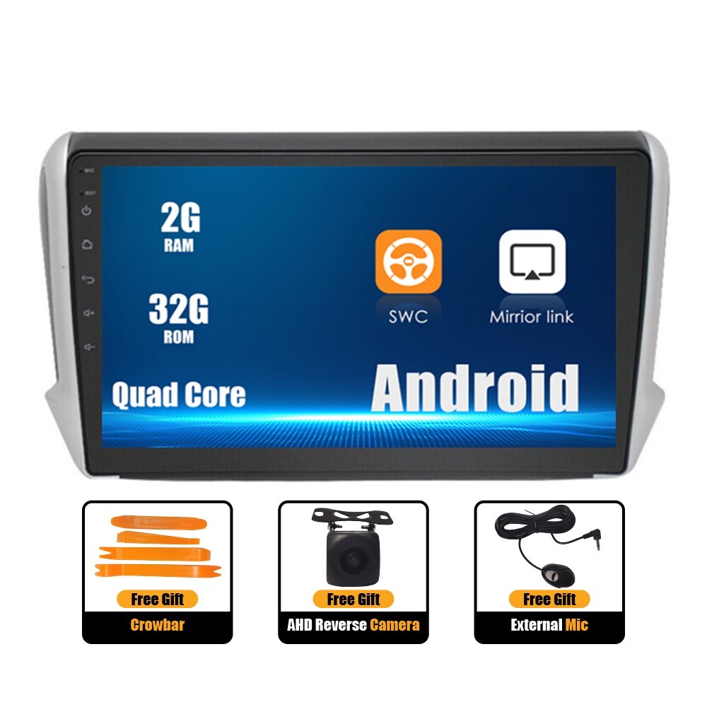 Carplay Android 12 car radio GPS 2+32GB Navi BT for Peugeot 208/2008 2015-2019