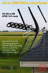 200 Miles Xtreme Signal Long Range ATSC TV VHF UHF FM Outdoor Antenna 1080 & 4k