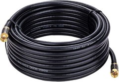 Black RG6 Coax Cable Quad Shield Internet Satellite TV Antenna with Barrel LOT