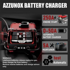 AZZUNOX 50A Car Battery Charger Starter Maintainer