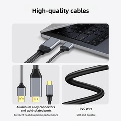 XinYaa DisplayPort to USB C Cable 6FT 4K60Hz with USB Cable Adapter,DP Male t…