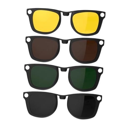 4Pcs Polarized Clip for Ray-Ban Meta Wayfarer Regular, 4Pcs, Matte Black Frame