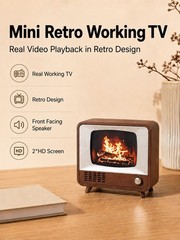 Mini Retro Tiny TV, 2 Inch Screen HD Display Real Working 2 inches, Brown
