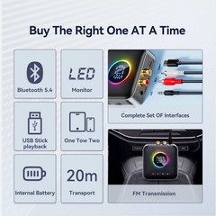 Bluetooth 5.4 Audio Receiver Transmitter FM USB 3.5MM AUX RCA Stereo HIFIAdapter