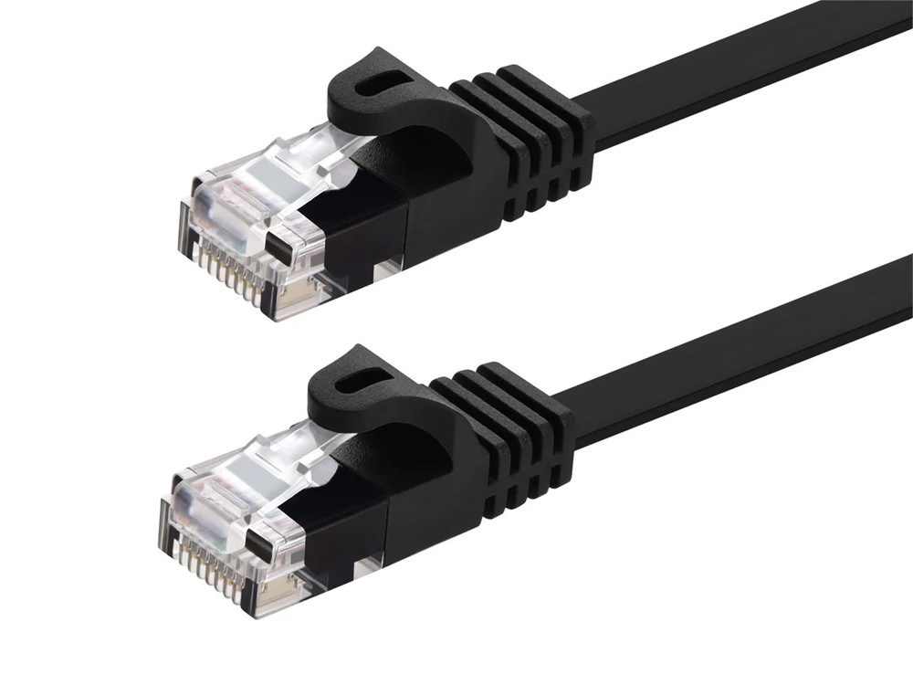 5ft Cat6 Ethernet Patch Cable – Black, Flat, Snagless RJ45, 30AWG – 2 PACK