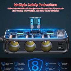 9in1 Car Charger Cigarette Lighter Splitter Adapter Fast USB/C Socket QC PD 30W