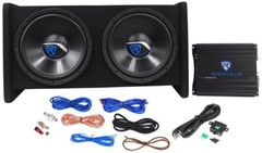 Rockville RV12.2B 1200w Dual 12″ Car Subwoofer Enclosure+Mono Amplifier+Amp Kit