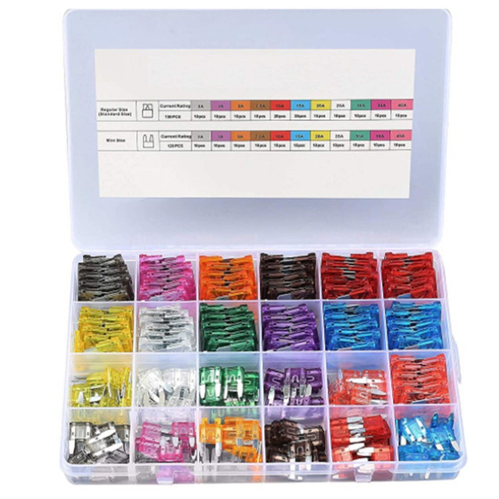 Car Fuses Assortment Kit Blade-Type Automotive Fuses Standard & Mini Size Fuses