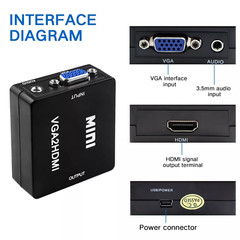 VGA to HDMI 1080P Full HD Mini VGA to HDMI Audio Video Converter Adapter New