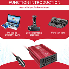 300W 600W Car Power Inverter Laptop Charger DC12V to AC110V Converter Dual USB