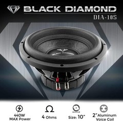 BLACK DIAMOND DIA-10S 10″ Car Subwoofer 4 Ohm Single Voice Coil 440 Watts Max