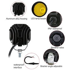 LED Yellow/Amber Driving Fog Lights Pod Lights Offroad 3Inch Yellow Flood Beam