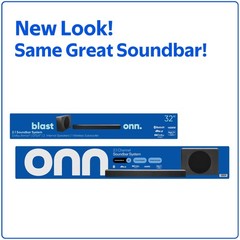onn Bluetooth 2.1 Channel Soundbar System with Dolby Atmos, 36 Inch, Black