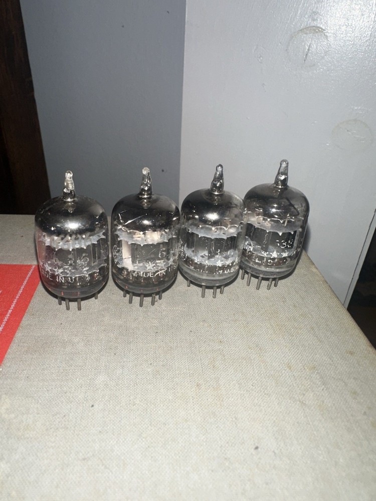 Matched Set of 4 GE 6386 Five-Star Vacuum Tubes White Letter USA Audio Fairchild