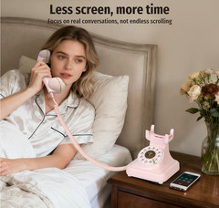 Bluetooth Retro Home Phone Speakerphone Black White Pink Hands-Free