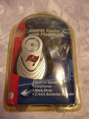 NFL AM/FM Radio w/Flashlight Speakers Earphones Neck Strap Tampa Bay Buccaneers