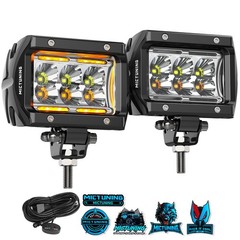 2X 4″ LED Floodlight Pods – White/Amber Offroad Fog Lights for Trucks SUVs UTVs