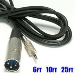 6 10 25FT XLR 3-Pin Male to 1/8″ 3.5mm Mono Male Microphone Audio Cable Black