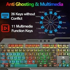 K618 Wired Gaming Keyboard and Mouse Set RGB Backlit For PC Laptop PS4 Xbox one