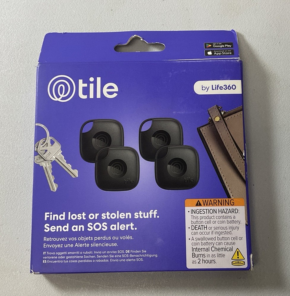 Tile Mates By Life 360 GPS Trackers 4-Pack by Life360 – Bluetooth Finders – New