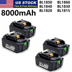 4 Pack 8.0Ah 18V For Makita LXT Lithium-Ion BL1830B BL1830 BL1860B Tool Battery