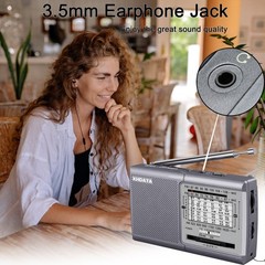 XHDATA D219 Radio Portable AM FM Small Battery Operated Radio w/ Great Reception