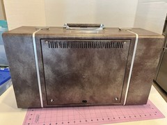 GE VINTAGE TRIMLINE 400 PORTABLE TURNTABLE AMP SPEAKERS SUITCASE Black Chestnut