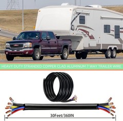 30 FT Heavy Duty 7 Wire Trailer Cable CCA 14/12/10 AWG Multi Gauge Insulated Str