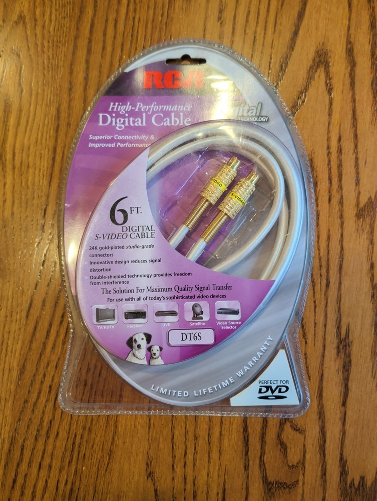 RCA High-Performance Digital S-Video Cable 6ft. Model DT6S New 24k Gold Plated