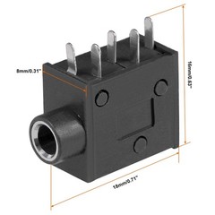 uxcell 6Pcs PCB Mount 3.5mm 5 Pin Socket Headphone Stereo Jack Black-6Pcs