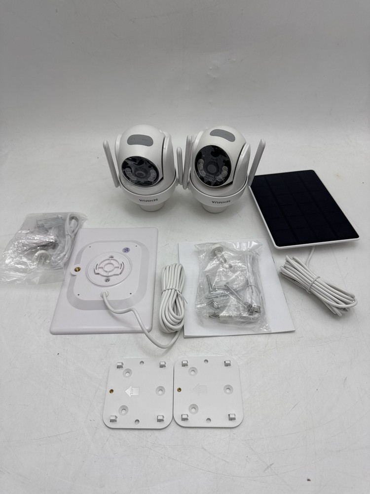 SEHMUA 2K Solar Security Cameras Wireless 2 Pack 360° View Pan RBX-S73 – White