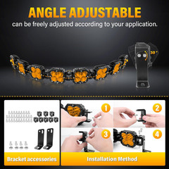 52 Inch 240W Amber Straight Curved Adjustable & Linkable LED Light Bar with Wiri