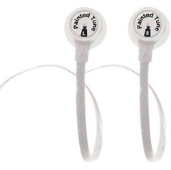 Painted Tunes Pure White Stereo Earbuds with Tangle Free Cord USA Seller