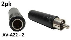 2pk RCA Male to 1/4″ Mono Female Jack Audio Adapter