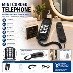 Wall Mount Black Desktop Corded Landline Phone Fixed Telephone Home Office Wired