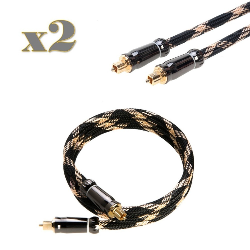 2-Pack- 1.5FT Premium Toslink Digital Optical Audio Cable SPDIF Fiber Optic Cord