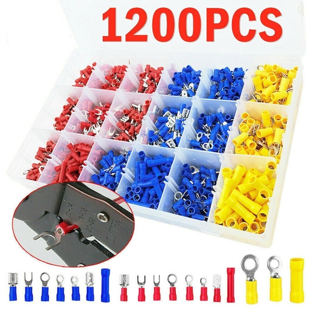 Assorted Insulated Electrical Wire Terminal Crimp Connector Spade Kit 280-1200x