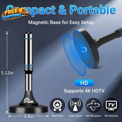 2026 Digital TV Antenna for Smart TV Indoor 360° Long Range Reception for Local