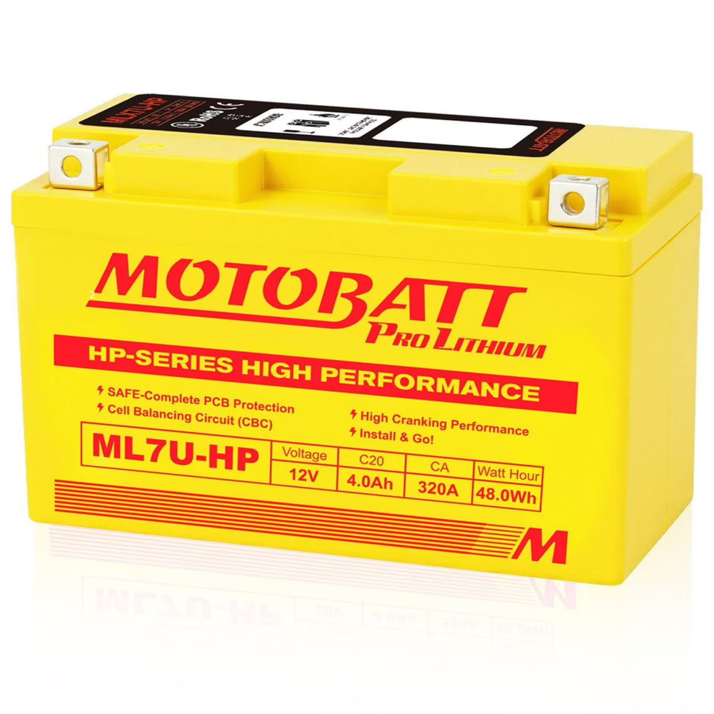 Motobatt ML7U-HP LifePo4 Lithium Battery, Maintenance Free Powersport