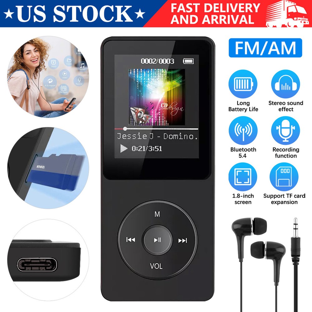 MP3 music player 1.8″display Voice Recorder FM Radio Support MAX 128GB