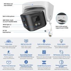 VIKYLIN Dual Light Color 180 degree POE 8MP 4K Ethernet CAMERA with audio ONVIF