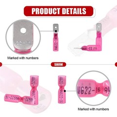 Female Male Red Waterproof Spade Connectors Heat Shrink 16-22 AWG Wire Terminals