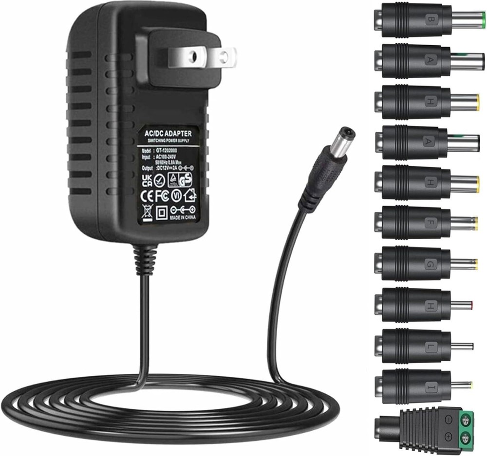 Universal Ac Adapter 12v 2a Power Supply Charger 24w Ac110v to Dc12v 2000ma 1500