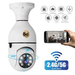 1080P Light Bulb Camera 2.4GHz & 5G WiFi E27 Smart Bulb 360 Security IP Camera