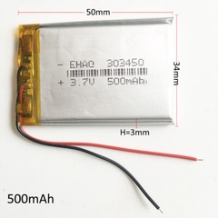 3.7V 500mAh 303450 Li-po Rechargeable Battery For GPS PAD Mp3 Bluetooth Headset