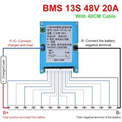 13S 48V 20A BMS Li-ion Battery Protection Board Common Port With Balance