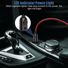 2* Built-in 15A Fused Car Cigarette LED Lighter Adapter Power Male Plug W/ Leads
