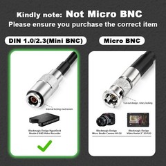50 cm Right Angle BNC Right Angle DIN 1.0/2.3 mini BNC Coaxial Cable Blackmagic