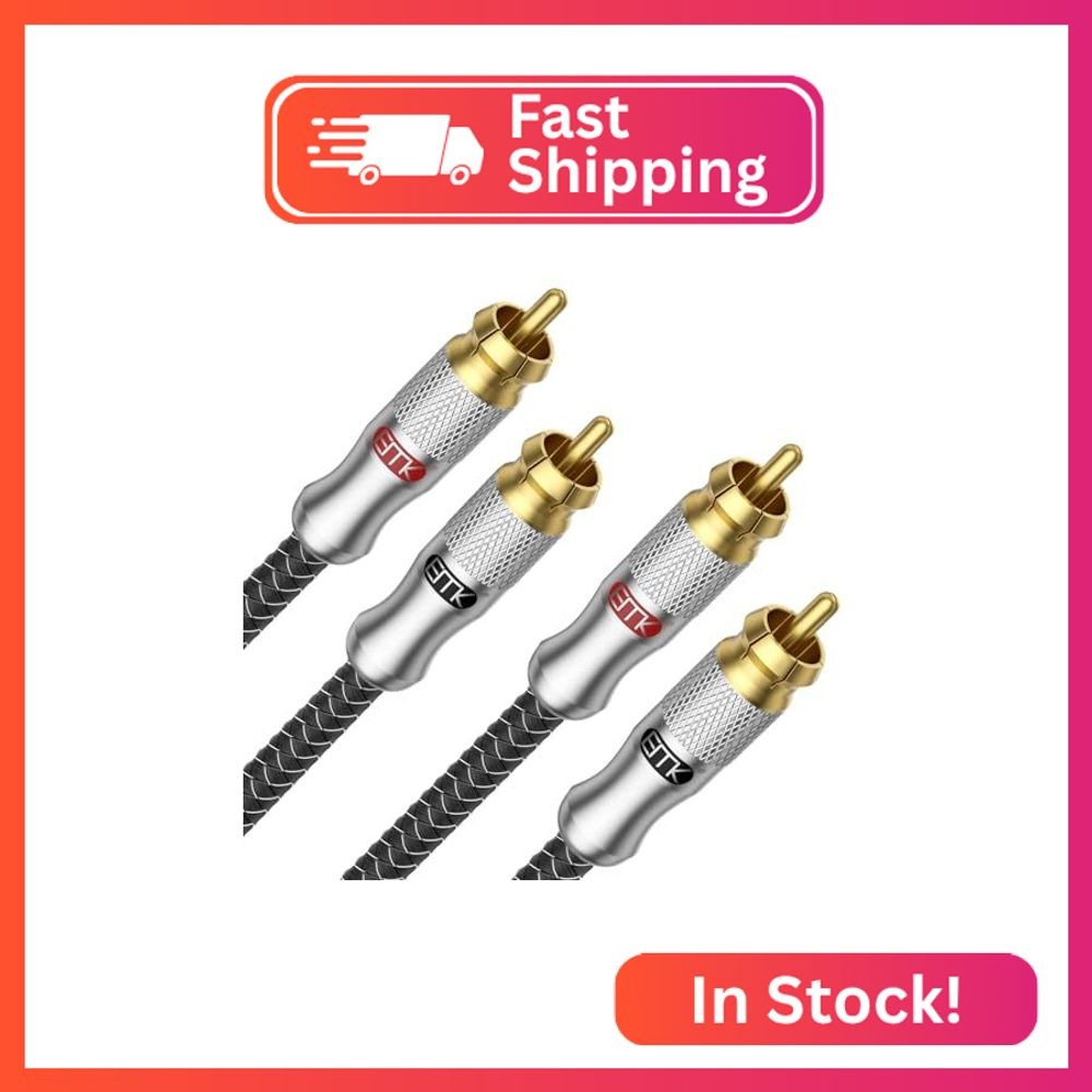 EMK 1.5Ft/0.5M RCA Cable – Shielded Braided 2Male-to-2Male Audio Cord for Home T